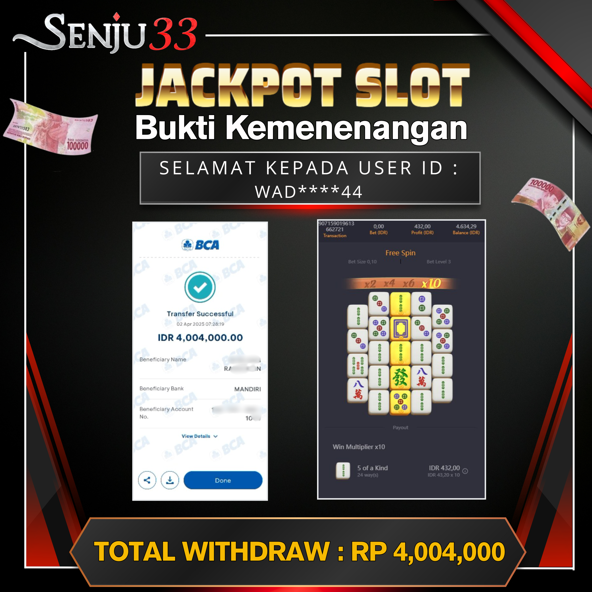 🎰 SENJU33 JACKPOT SLOT Rp. 4.004.000 LUNAS 🎉